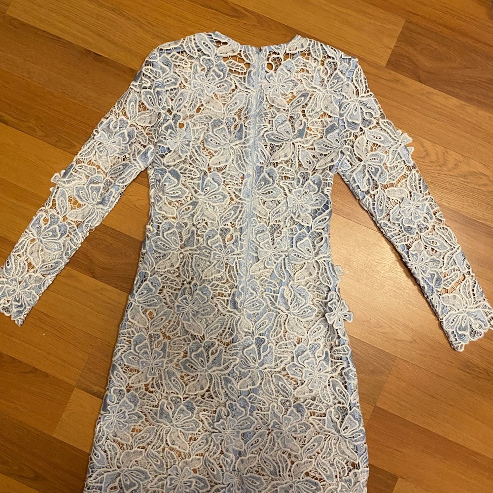 Blue 3D Floral Size XS Lace Dress